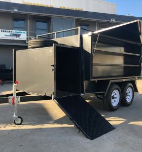 8x5 Tandem Axle One Piece Landscape : Gardening Trailer with Side Toolbox and Mower Box for Sale Melbourne Victoria